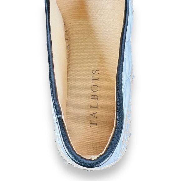 Talbots Izzy Quilted Soft Nappa Espadrilles Flats White / Black Women's 6M - Picture 9 of 11